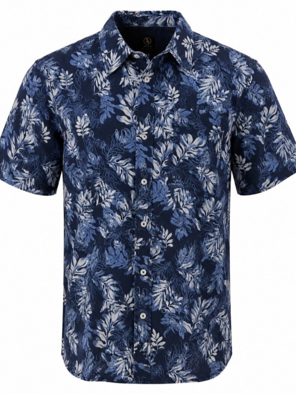 Aigle Mens XL Hawaiian Shirt Blue Floral Tropical Underwater Button Down